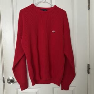 Vintage Isle Of Cotton Men’s Chunky Knit Red Sweater Size M Red Golf Made In USA